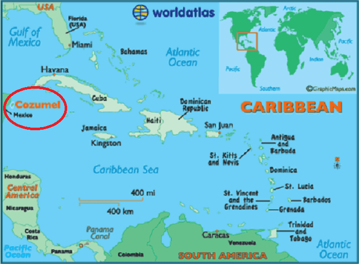 Isla Cozumel en Cancún Mapa