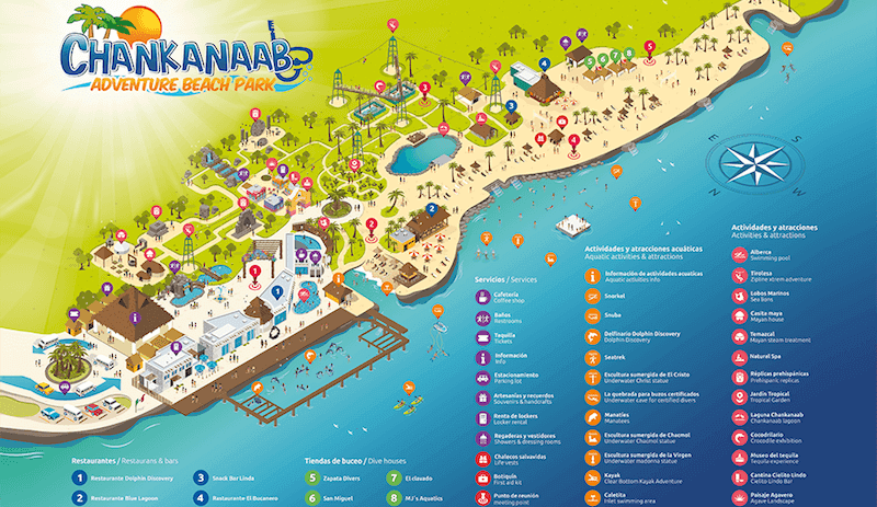 Parque Chankanaab Beach Adventure Park en Cancún Mapa