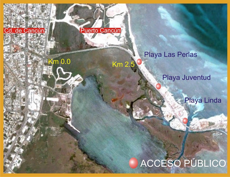 Mapa de Playa Las Perlas en Cancún